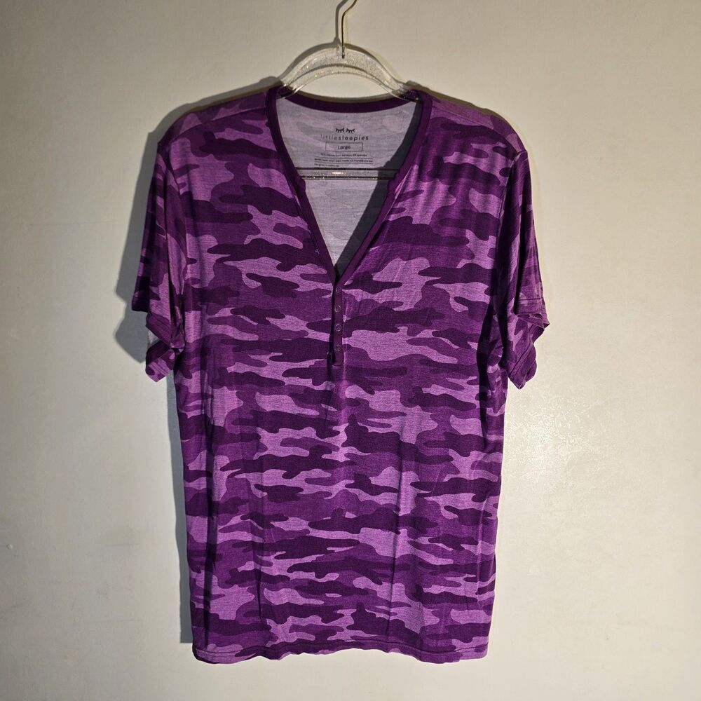 Little Sleepies Women’s Bamboo Sleep Top Large Purple Camo